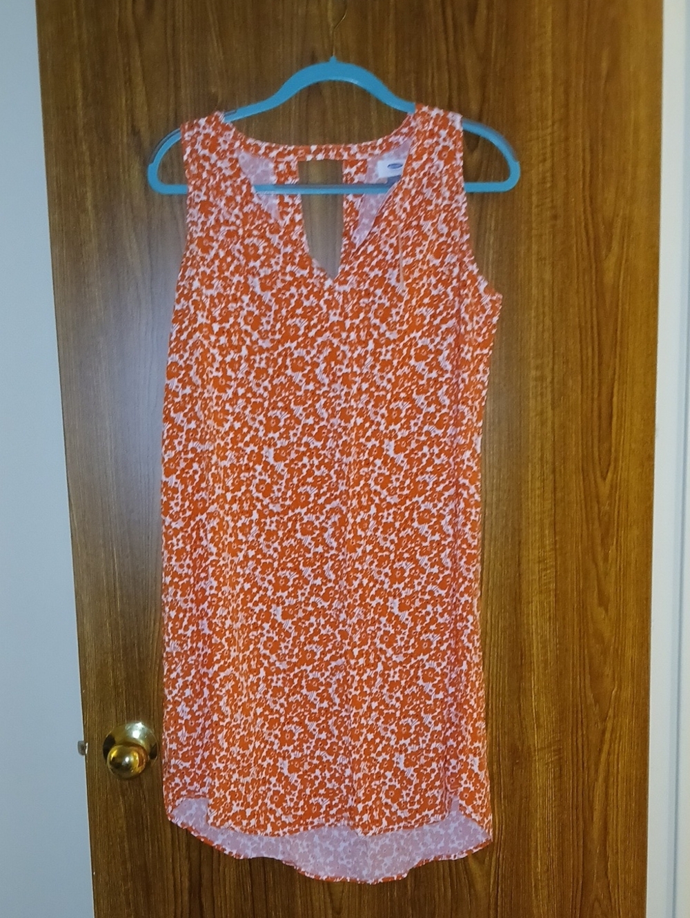 Old Navy Orange Floral Sleeveless Midi Dress
